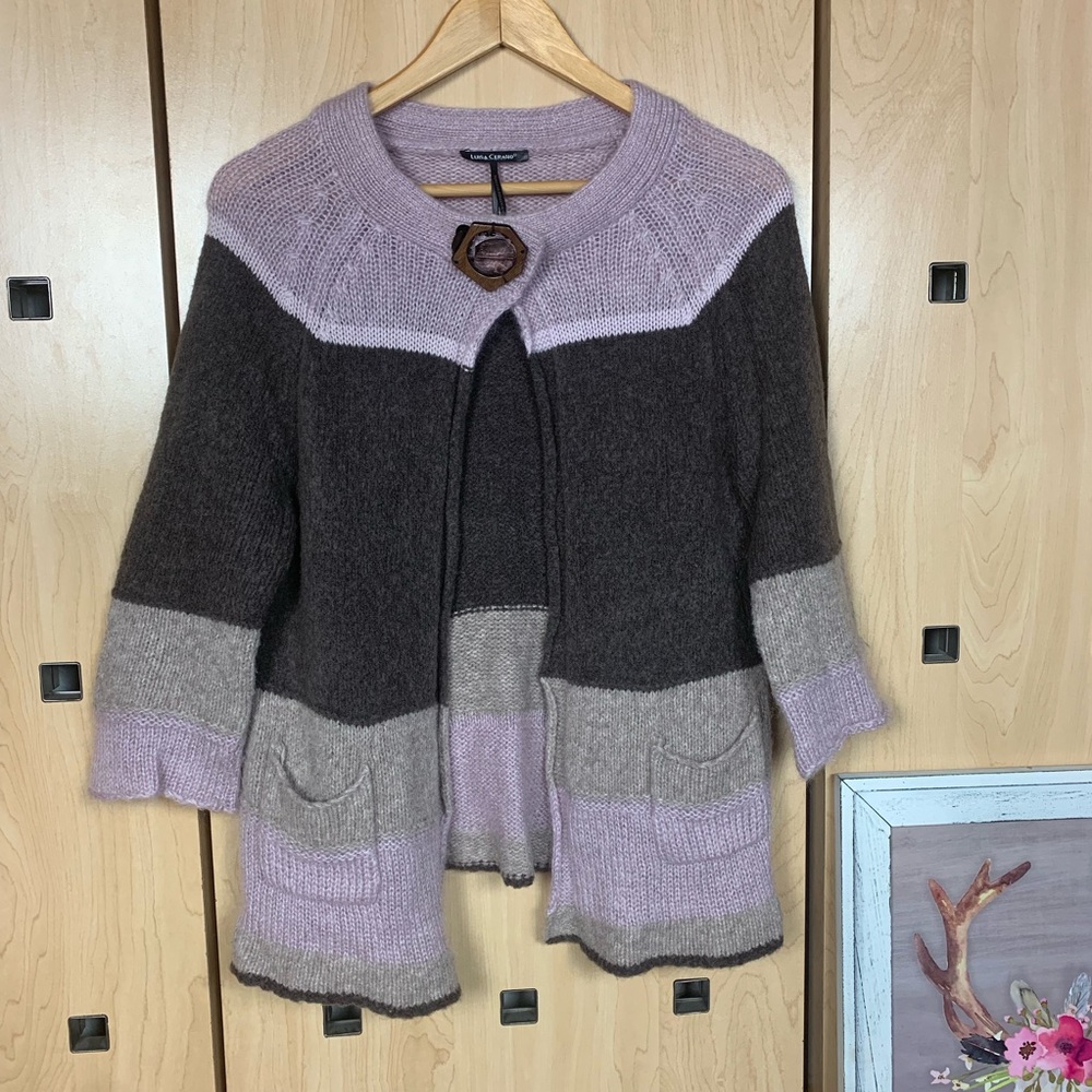 LUISA CERANO virgin wool blend knit cardigan